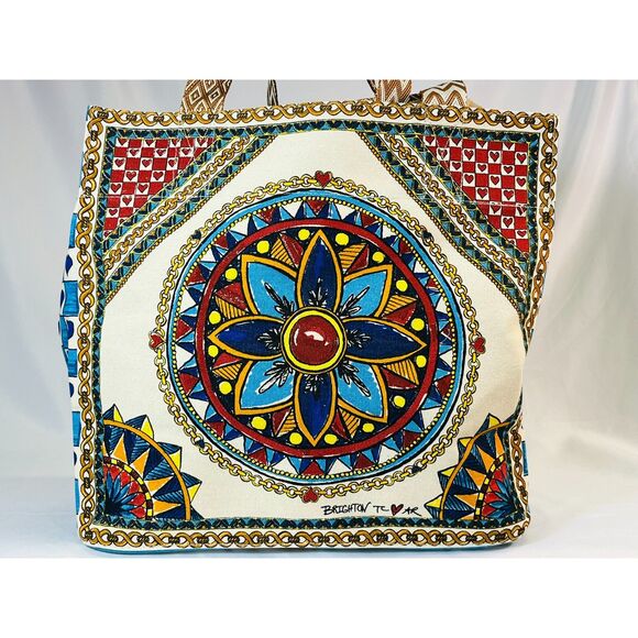 NWT Brighton Believe in Love Tote Boho Paisley Medallion Carry All Reusable - Picture 6 of 10
